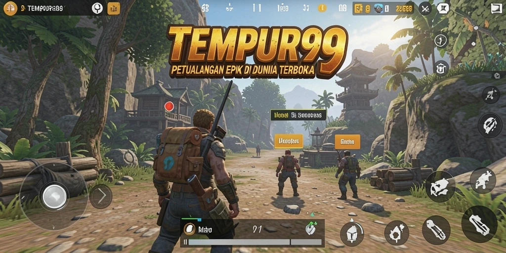 Tangkapan layar utama TEMPUR99 menampilkan aksi mendebarkan dalam petualangan.